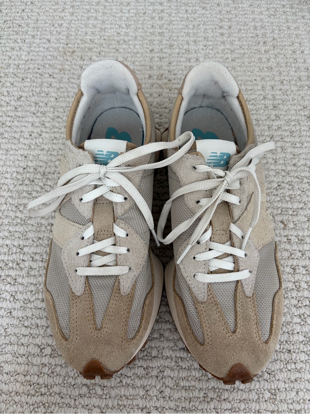 New Balance Women's Taupe Suede & Mesh Sneakers